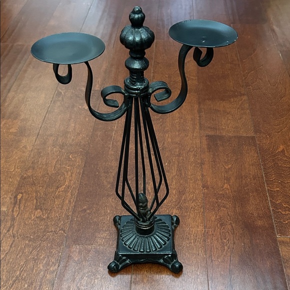 Cast Iron Black Metal Candle Holder, Perfect for the Holidays - Picture 3 of 15